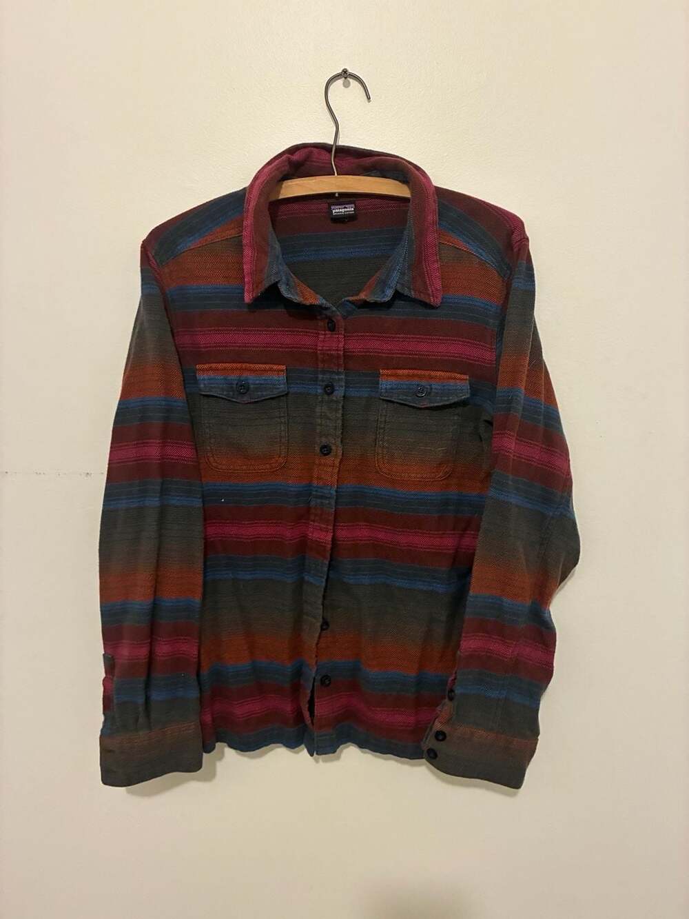 Patagonia Long-Sleeved Fjord Flannel Shirt Size 8 Multicolor Striped